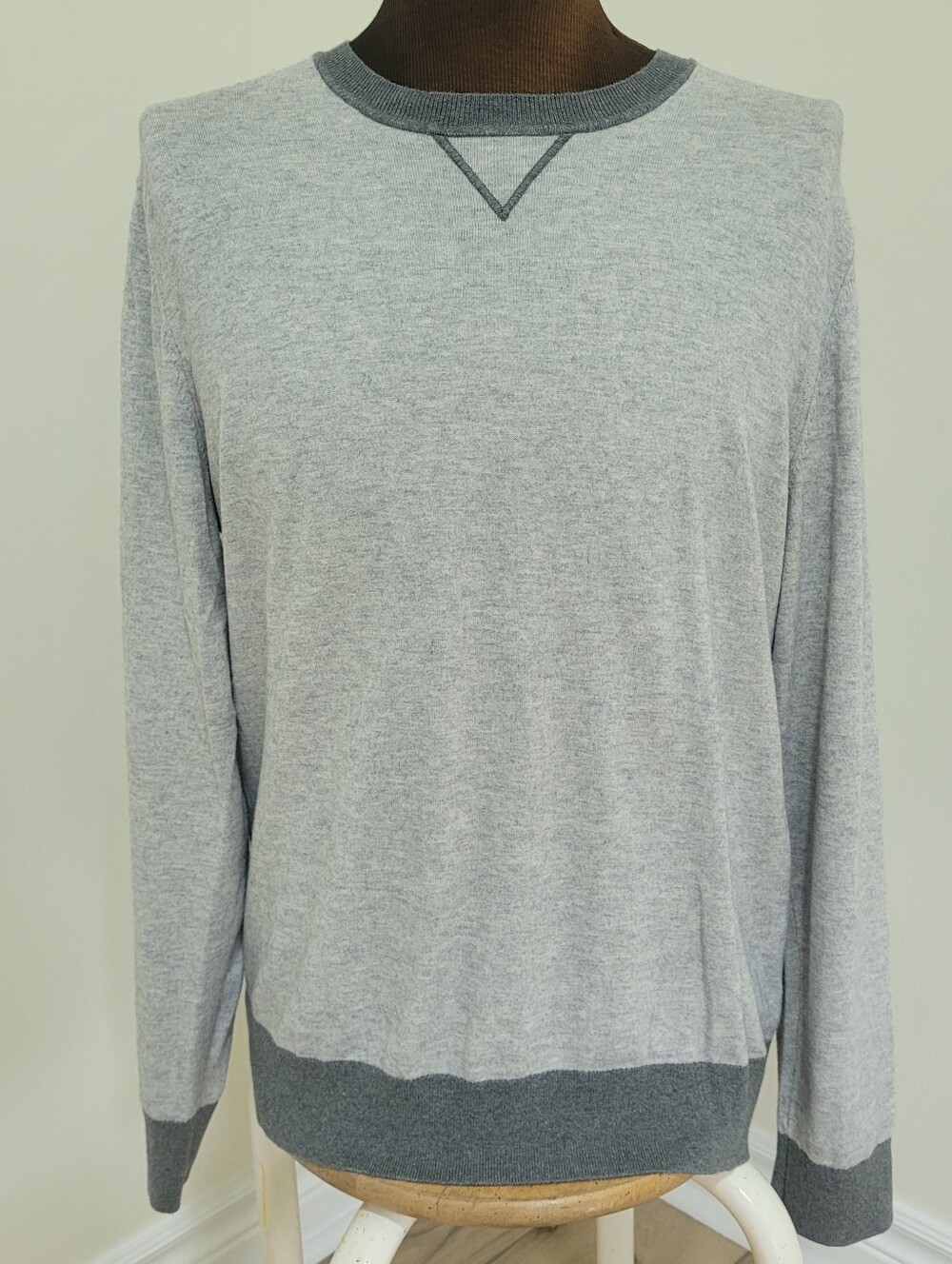 Banana Republic Men's Pima Cotton Cashmere Crew Neck Sweater Large 2-Tone Grey
